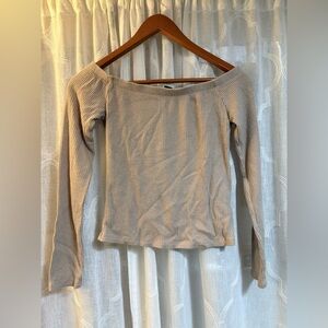 Forever 21 Ribbed Brown Top Crop Top Long Sleeve Size M Shirt